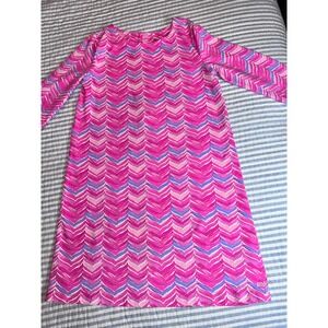 Vineyard Vines Kids Girls Pink Chevron Dress Size Medium 10 12 Long Sleeve